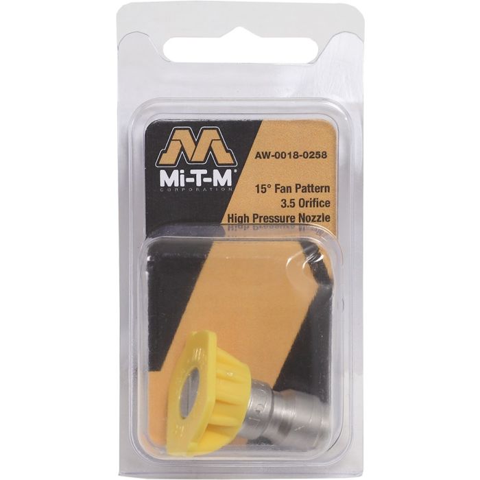 Mi-T-M 3.5 Orifice 15 Degree (Yellow) Pressure Washer Quick Connect Nozzle