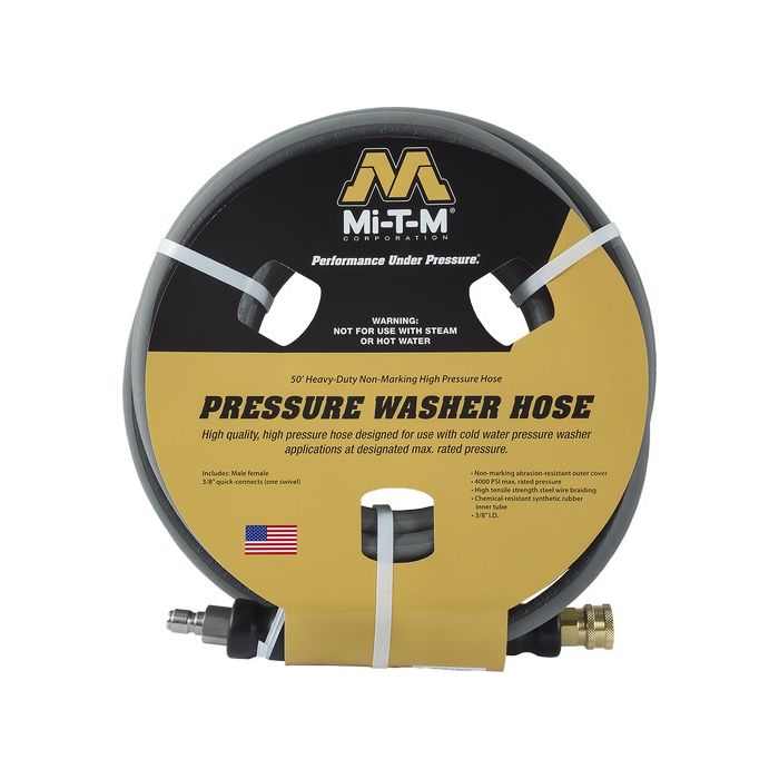 Mi-T-M 50' X 3/8" Pressure Washer Hose 4000psi w/Quick Connect
