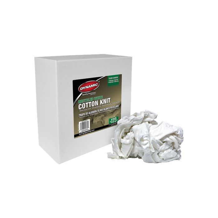 Dynamic #10 8Lb Box Recycled White Cotton Knit Wiping Cloth