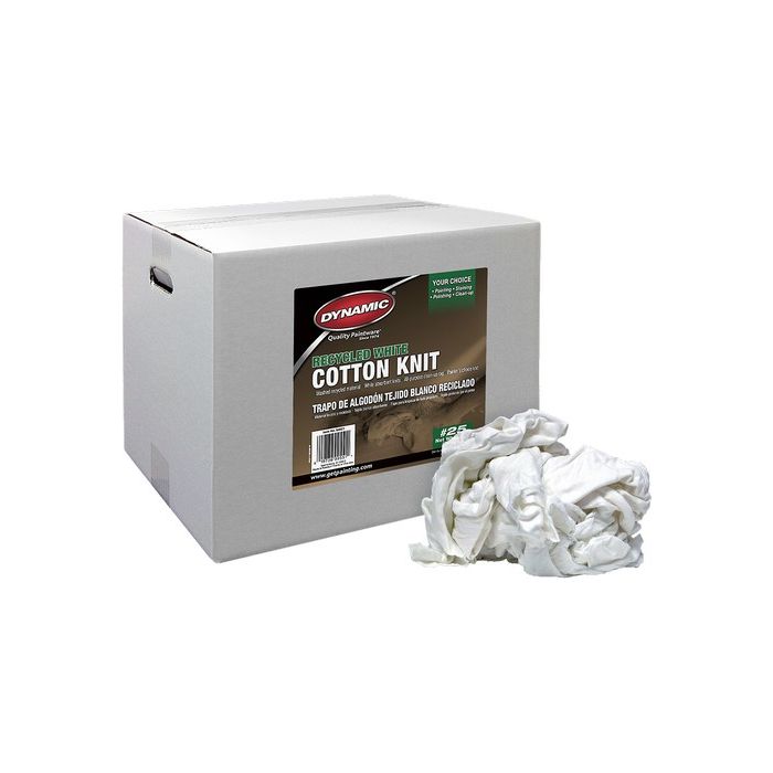 Dynamic #25 20Lb Box Recycled White Cotton Knit Wiping Cloth