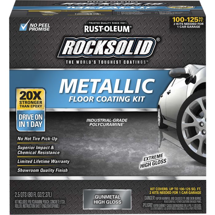 Rust-Oleum Rocksolid Gunmetal High Gloss 1 Car Garage Floor Coating Kit