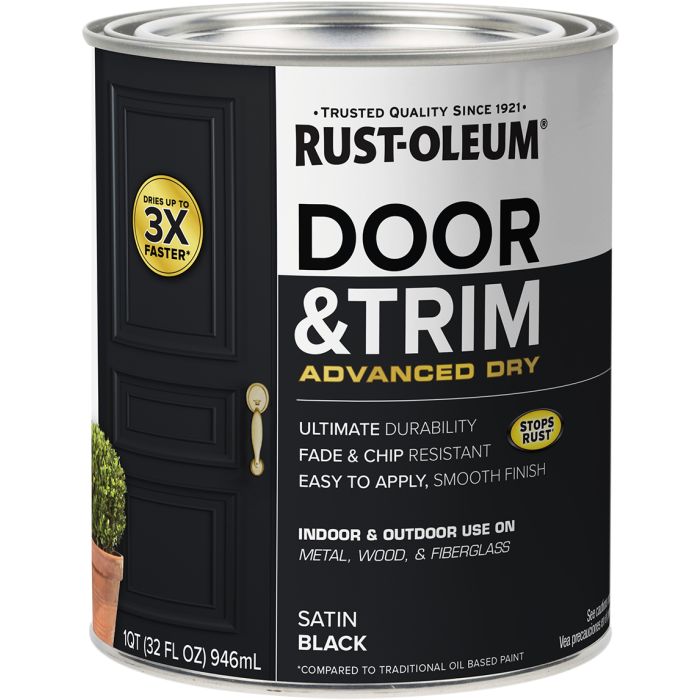 Rust-Oleum 1qt Satin Black Stops Rust Door & Trim Water-Based Paint