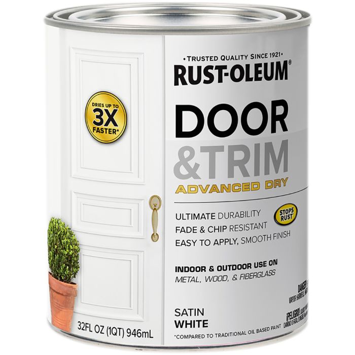 Rust-Oleum 1qt Satin White Stops Rust Door & Trim Water-Based Paint