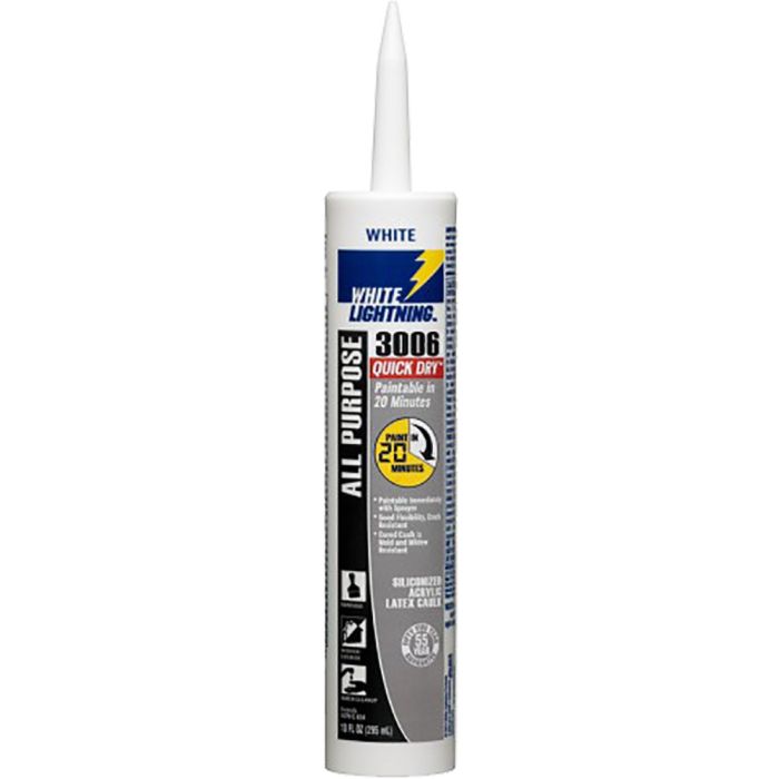 White Lightning 10oz White 3006 Quick Dry All Purpose Siliconized Acrylic Latex Caulk
