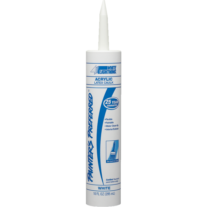White Lightning 10oz White Painters Preferred Acrylic Latex Caulk Plastic Tube