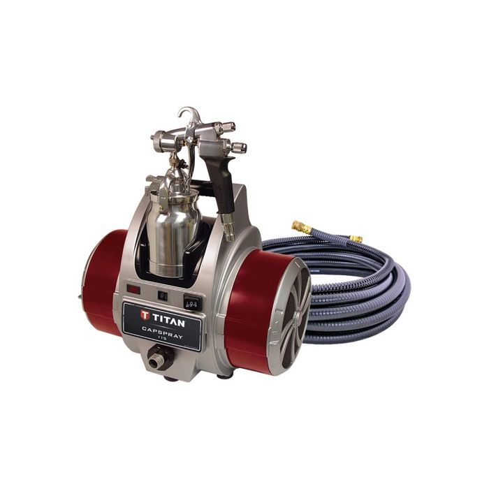 Titan Capspray 115 HVLP 6 Stage Sprayer w/Maxum Elite Gun plus 30' Hose w/5' Whip Hose & Gravity Cup