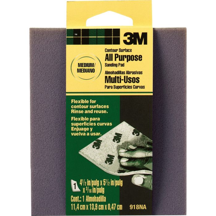 3M 4-1/2" x 5-1/2" x 3/16" Med General Purpose Contour Surface Sanding Pad