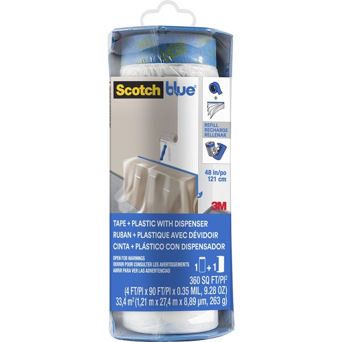 3M ScotchBlue Pre-Taped Painters Plastic w/Dispenser 48 in. x 90 in.