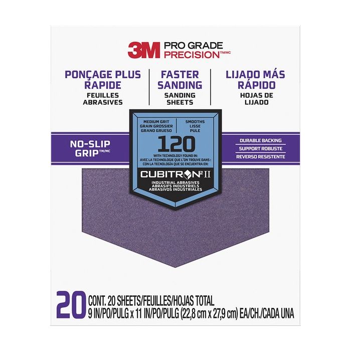 3M 9" x 11" Med (120 Grit) Pro Grade Precision Faster Sanding Sheets (20pk)