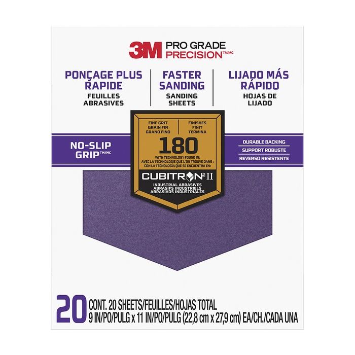 3M 9" x 11" Fine (180 Grit) Pro Grade Precision Faster Sanding Sheets (20pk)
