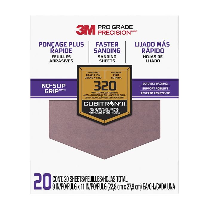 3M 9" x 11" Extra-Fine (320 Grit) Pro Grade Precision Faster Sanding Sheets (20pk)