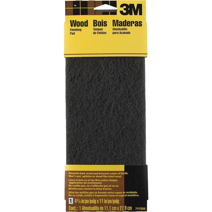 3M 4.375" x 11" Fine Gray Hand Sanding Wood Finishing Pad