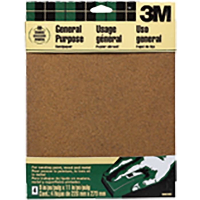 3M 9" x 11" Coarse (60 Grit) Aluminum Oxide Sanding Sheets (4pk)