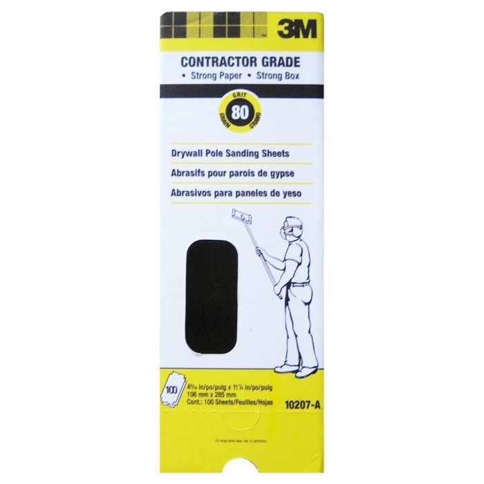 3M 4.1875" x 11.25" 80D Grit Drywall Sanding Sheets (100 per Pack)