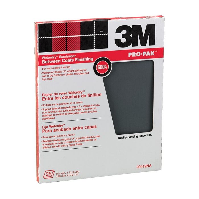 3M 9" x 11" 600A Pro-Pak Wetordry Sanding Sheets (25pk)