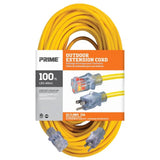 Prime Wire 12/3 SJTW Yellow Outdoor Extension Cords With Lighted Ends