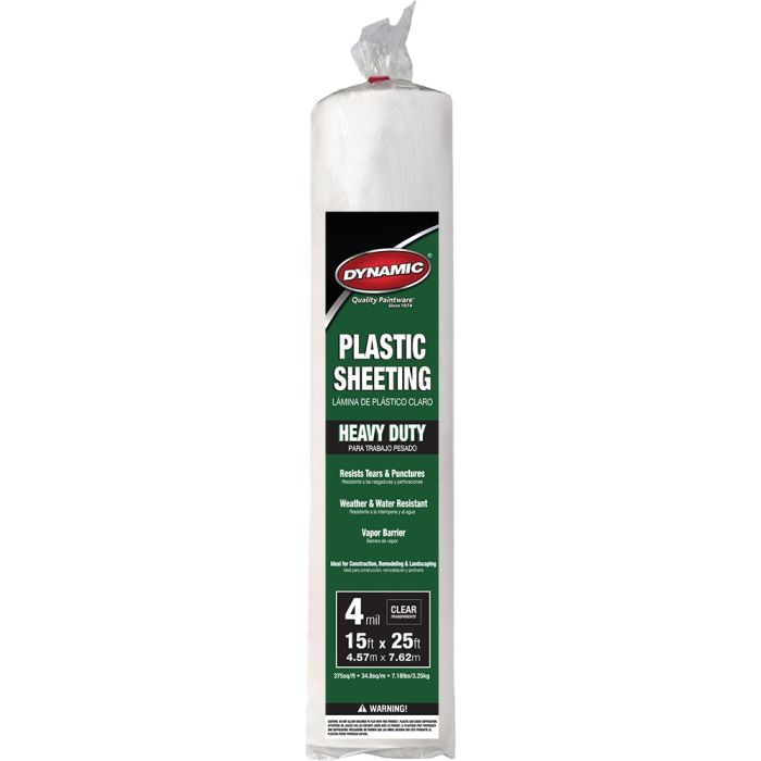Dynamic 15' x 25' 4mil Clear Plastic Sheeting