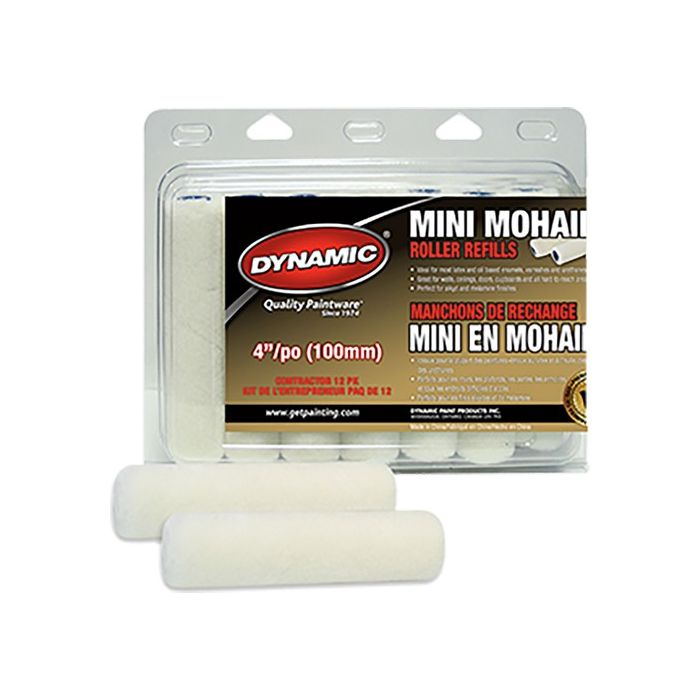 Dynamic 4" x 3/16" (100mm x 4mm) Nap Mohair Mini Roller Cover (12pk)