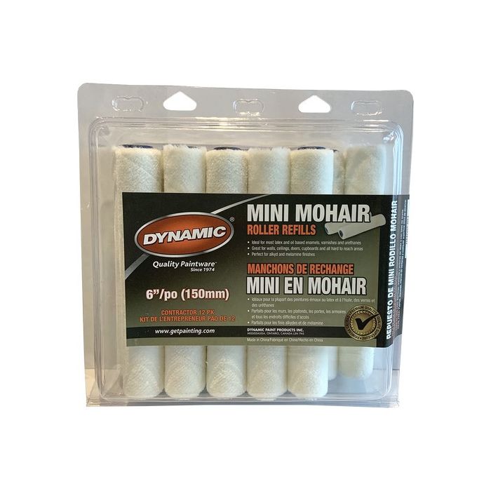 Dynamic 6" x 3/16" (150mm x 4mm) Nap Mohair Mini Roller Cover (12pk)