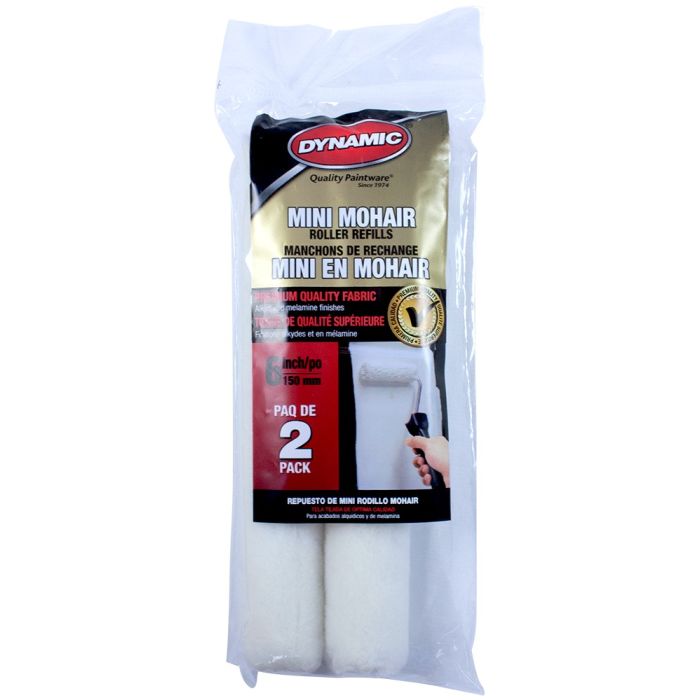 Dynamic 6" x 3/16" (150mm x 4mm) Nap Mohair Mini Roller Cover (2pk)
