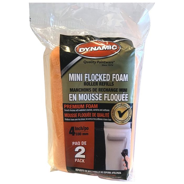Dynamic 4" (100mm) Flocked Foam Mini Roller Cover (2pk)