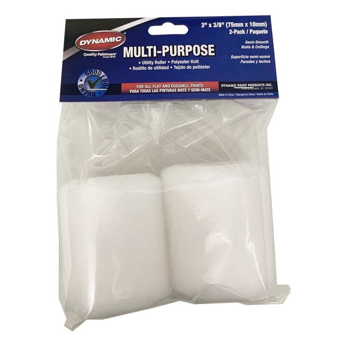 Dynamic 3" x 3/8" (75mm x 10mm) Nap Multi-Purpose Roller Cover (2pk)