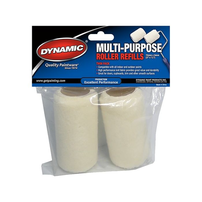 Dynamic 3" x 1/4" (75mm x 6mm) Nap Multi-Purpose Roller Cover (2pk)
