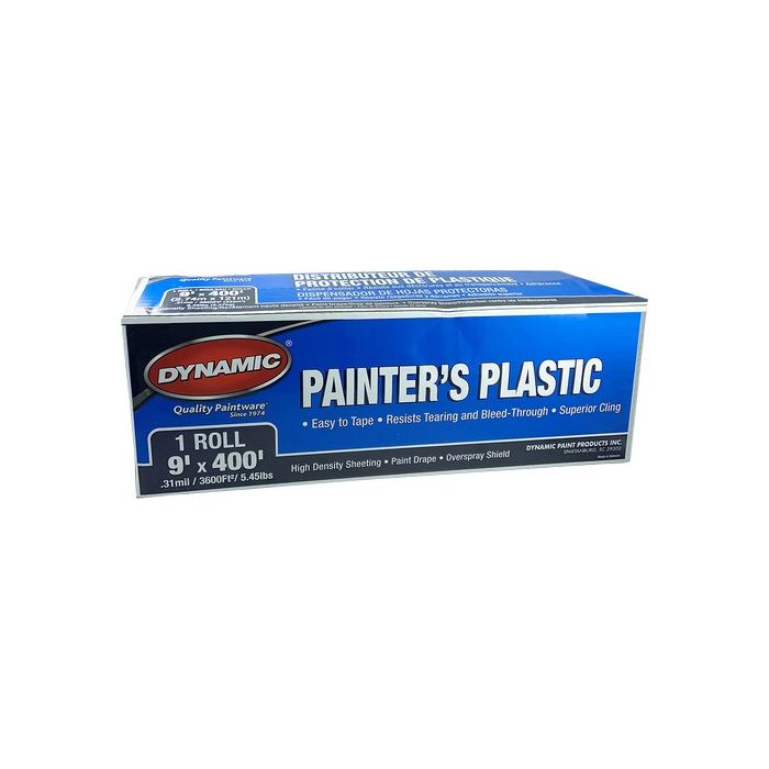 Dynamic 9' x 400' (2.7m x 122m) .31mil High Density Painters Plastic Sheeting