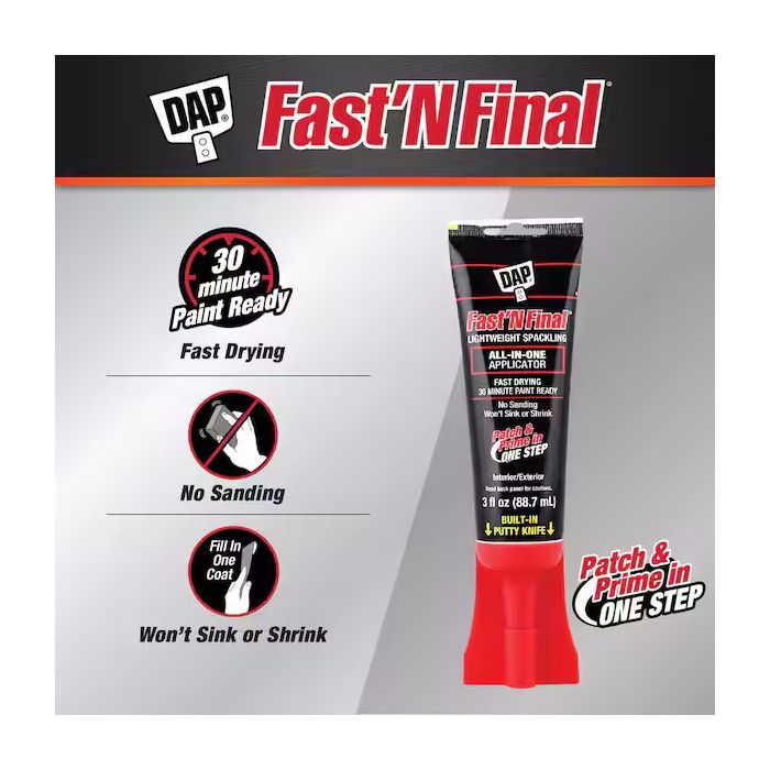 Dap 3oz Fast N Final Lightweight Spackling w/ Built in Putty Knife