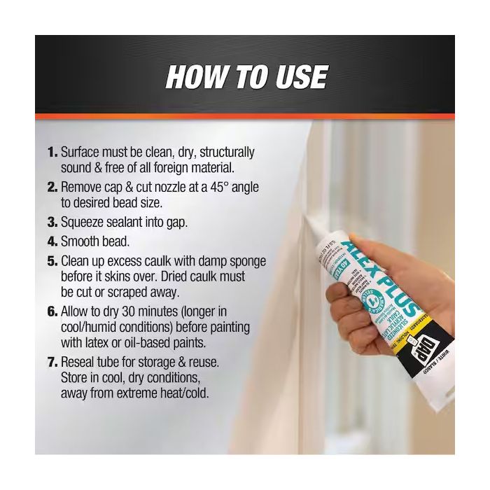 DAP 5.5oz White Alex Plus All Purpose Acrylic Latex Caulk Plus Silicone