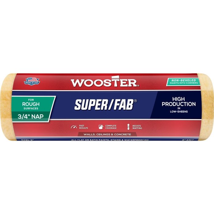 Wooster 9" x 3/4" Nap Non Beveled Super/Fab Roller Cover