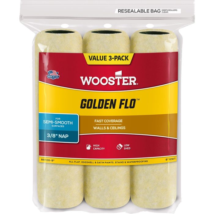 Wooster 9" x 3/8" Nap Triple Finish Roller Cover (3pk)