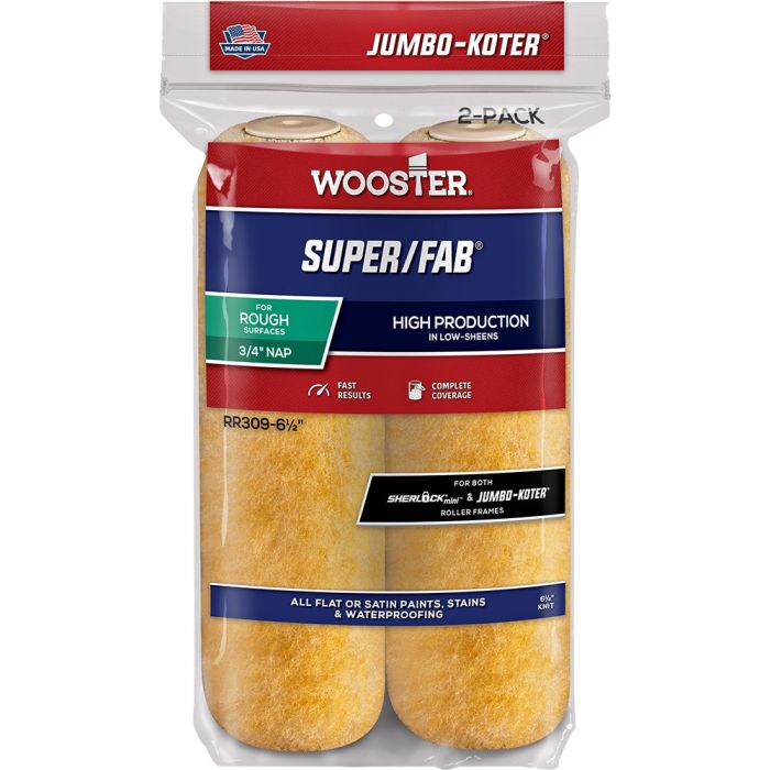 Wooster 6-1/2" x 3/4" Nap Super/Fab Jumbo-Koter Mini Roller Cover (2pk)