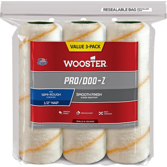 Wooster 9" x 1/2" Nap Pro/Doo-Z Roller Cover (3pk)
