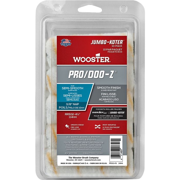 Wooster 4-1/2" x 3/8" Nap Pro/Doo-Z Jumbo-Koter Mini Roller Cover (10pk)