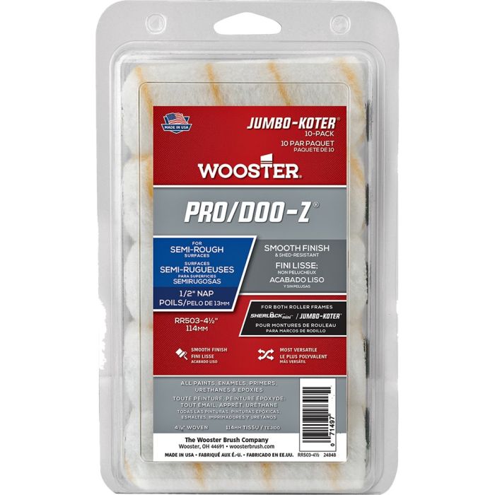 Wooster 4-1/2" x 1/2" Nap Pro/Doo-Z Jumbo-Koter Mini Roller Cover (10pk)