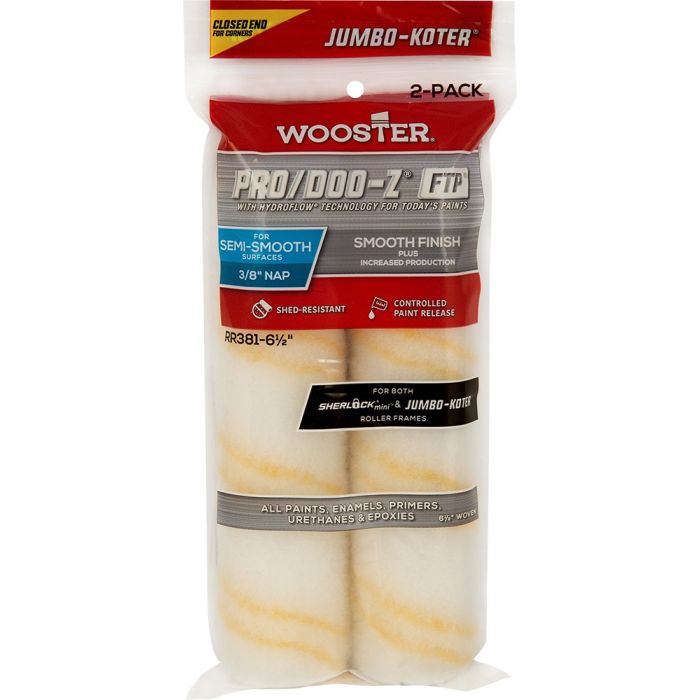 Wooster 6-1/2" x 3/8" Pro/Doo-Z FTP Closed-End Jumbo-Koter Mini Roller (2pk)