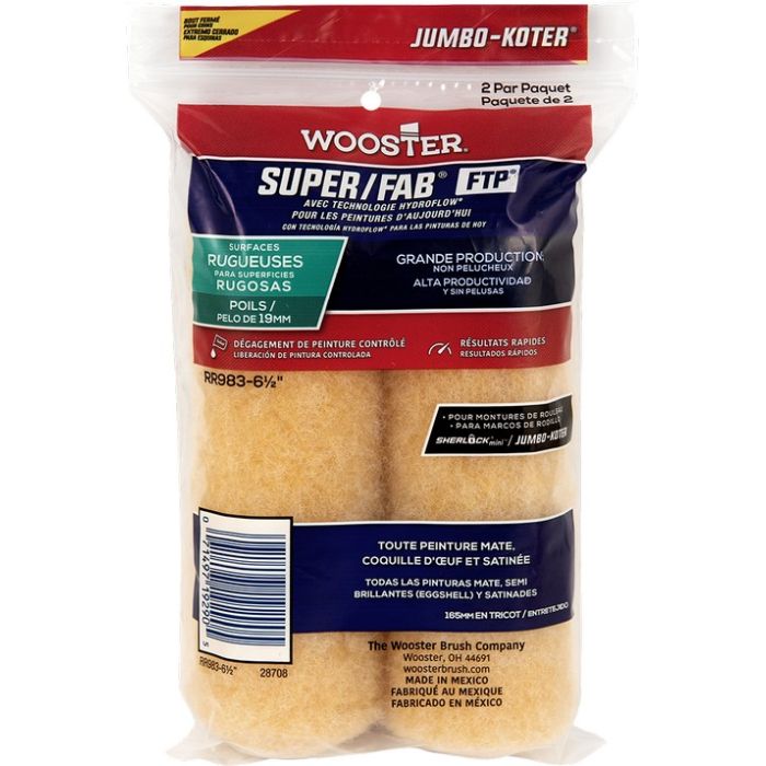 Wooster 6 1/2" x 3/4" Super/Fab FTP Closed-End Jumbo-Koter Roller Cover (2pk)