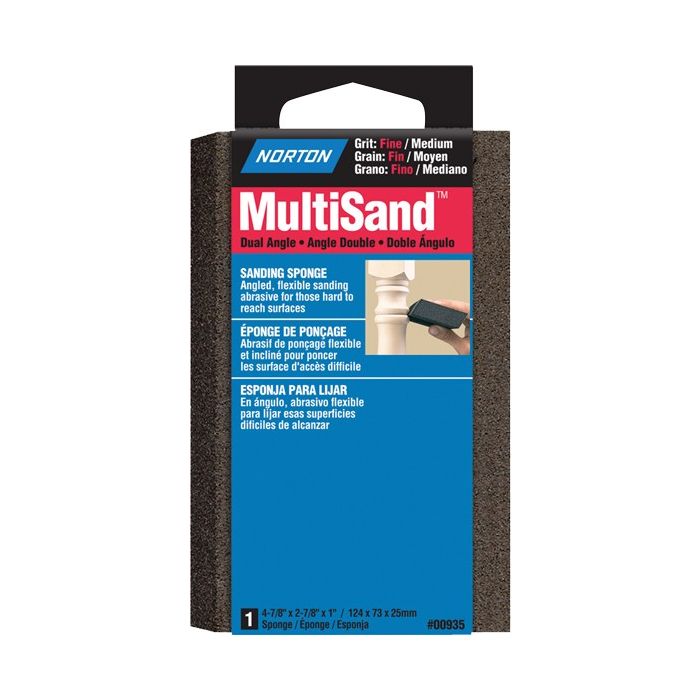 Norton 4-7/8" x 2-7/8" x 1" MultiSand Fine/Medium Dual Angle Sponge