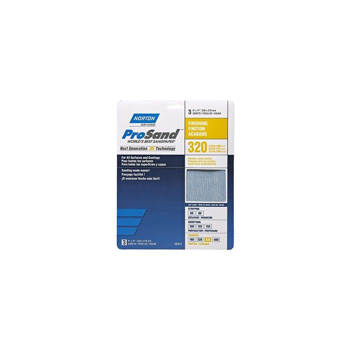 Norton 9" x 11" 320 ProSand Paper Sheets 3Pk