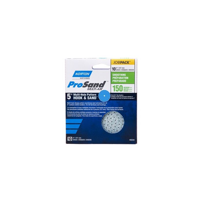 Norton 5" P150B ProSand Multi-Air Cyclonic Paper H&L Vac Disc 10Pk