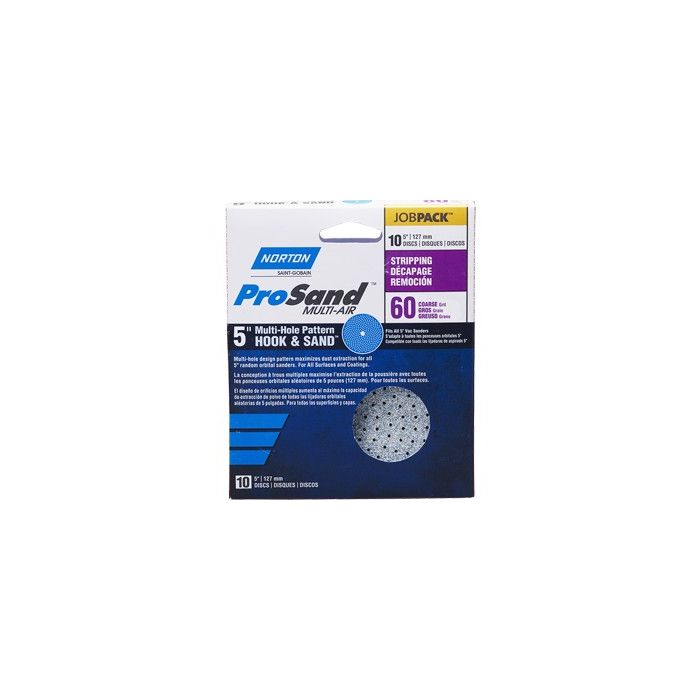 Norton 5" P60C ProSand Multi-Air Cyclonic Paper H&L Vac Disc 10Pk