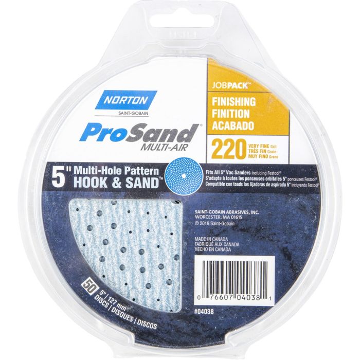 Norton 5" P220B ProSand Multi-Air Cyclonic Paper H&L Vac Disc 50Pk