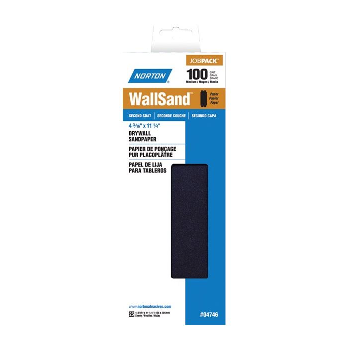 Norton 4-3/16" x 11" P100D WallSand Paper Cut Sheet 25Pk
