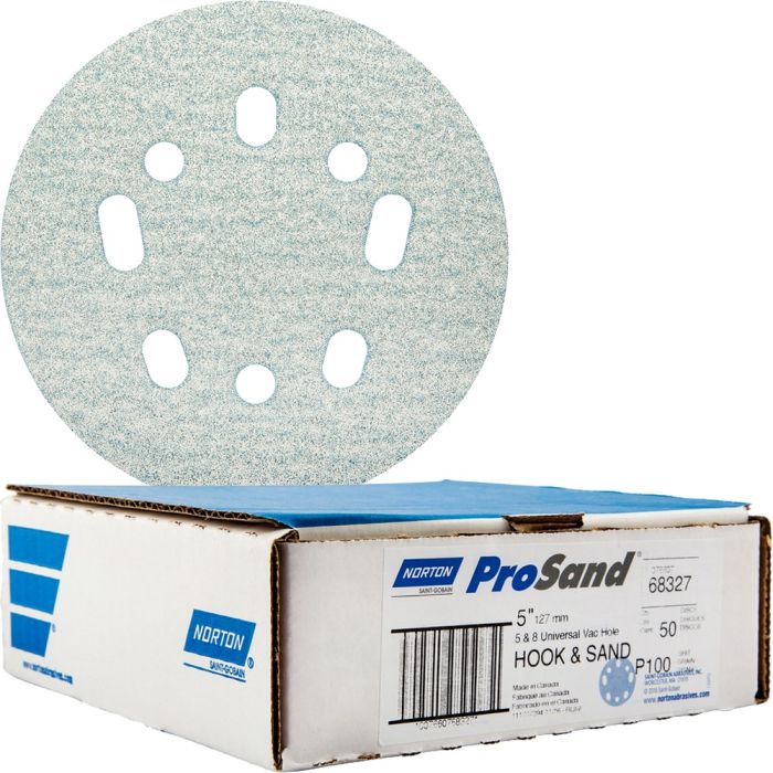 Norton 5" 5 & 8 Hole P100 ProSand Paper H&L UVH Disc 50pk