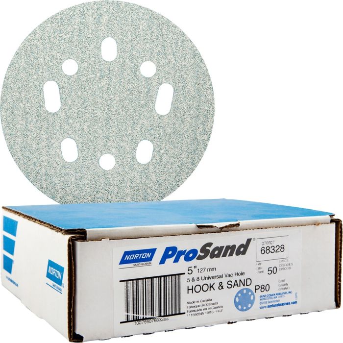 Norton 5" 5 & 8 Hole P80 ProSand Paper H&L UVH Disc 50pk