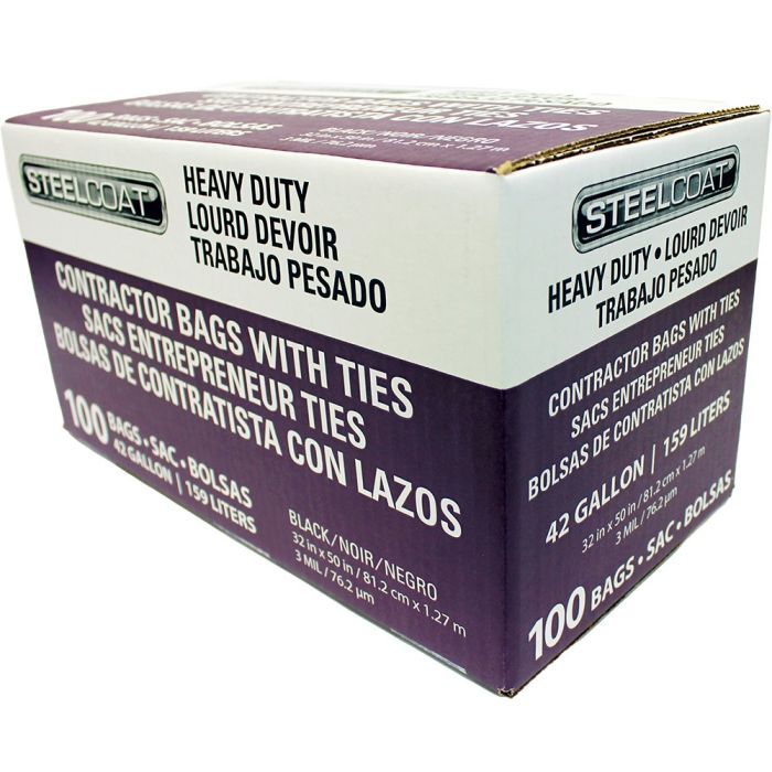 Petoskey 42gal 3mil Steelcoat Twist Tie Black Trash Bags 32X50 100pk