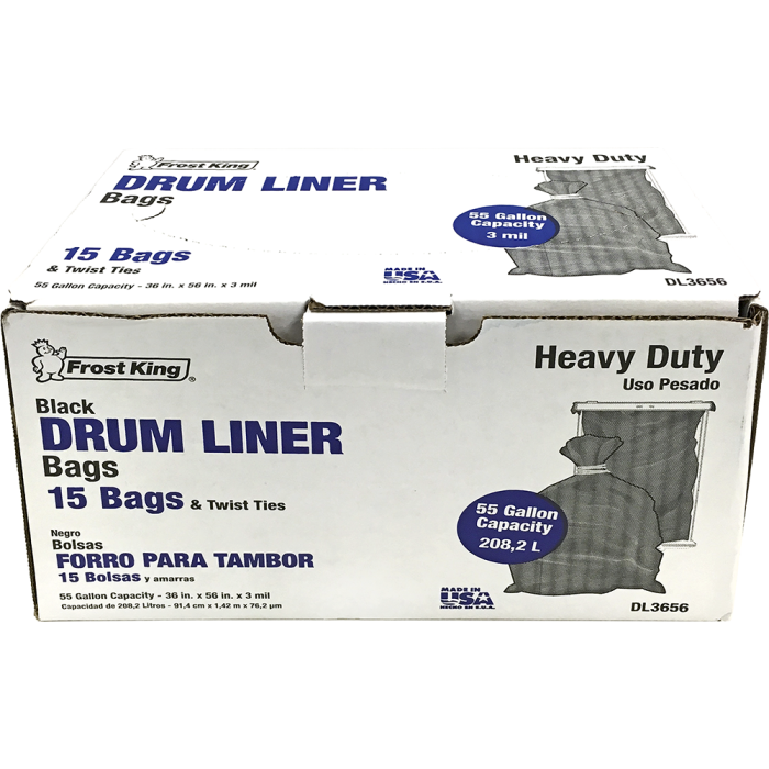 Frost King 3mil 55gal 36" x 56" Black Drum Liner (15ct)