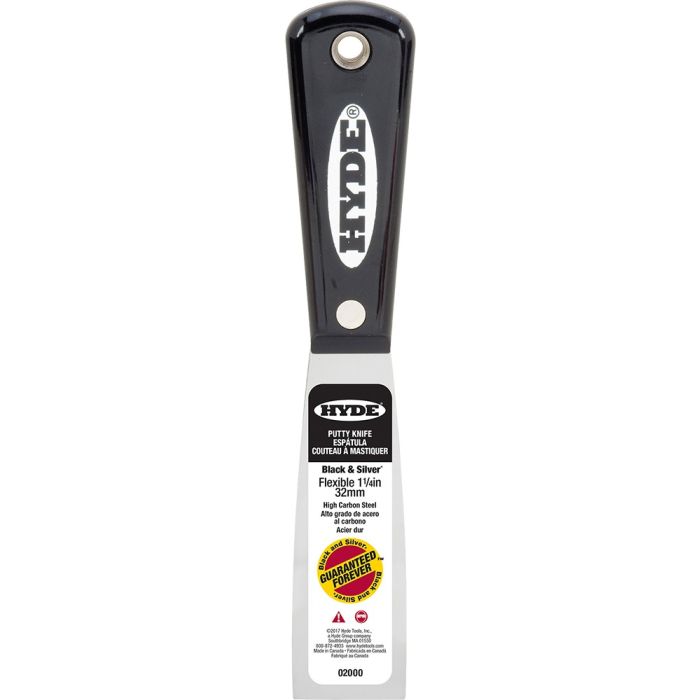 Hyde 1-1/4" Black & Silver Flex Putty Knife