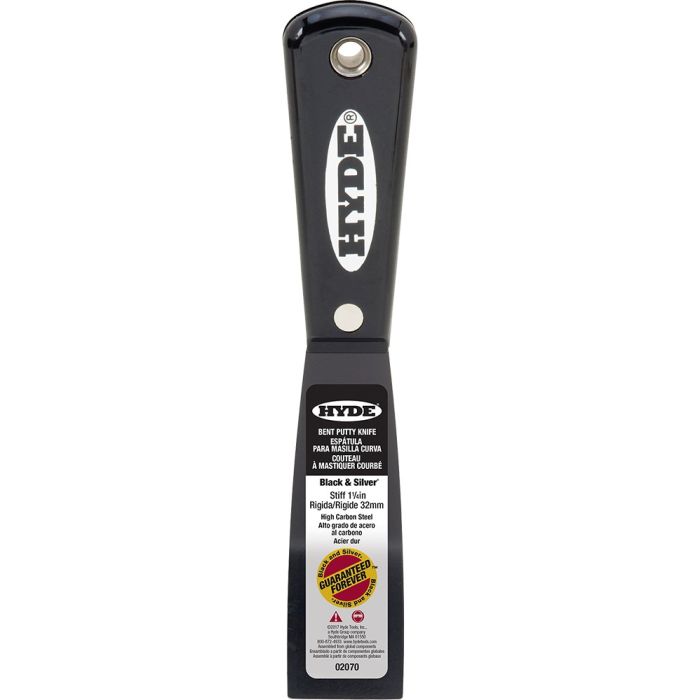 Hyde 1-1/4" Black & Silver Bent Stiff Putty Knife